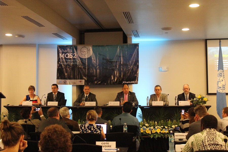 Sharks MOS2 - President of Costa Rica, Mr Luis Guillermo Solís addressing the meeting participants © IISD